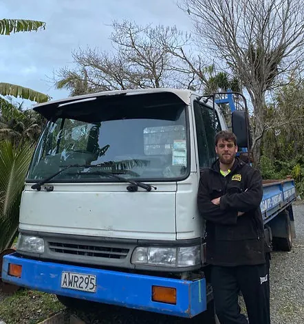 Jared Topzand standing in front of truck